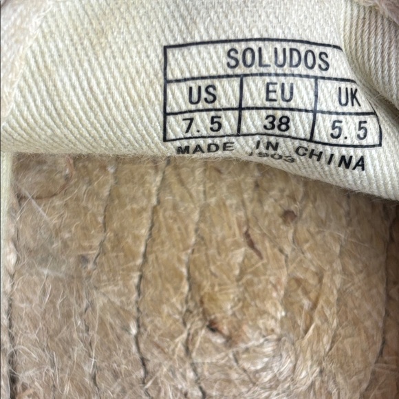 Soludos Tan Cream Canvas Espadrilles French Bulldogs Sz 7.5 NWOT - Picture 3 of 10